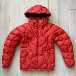 MEC Women’s Orange Quilted Nylon Down Puffer Jacket Mountain Equipment XS